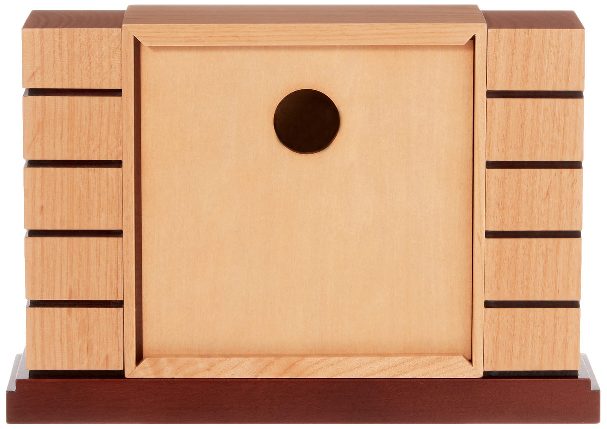 Bulova B1659 Usonian II Frank Lloyd Wright Mantel Clock, Natural Finish with Walnut Stain Base Bulova