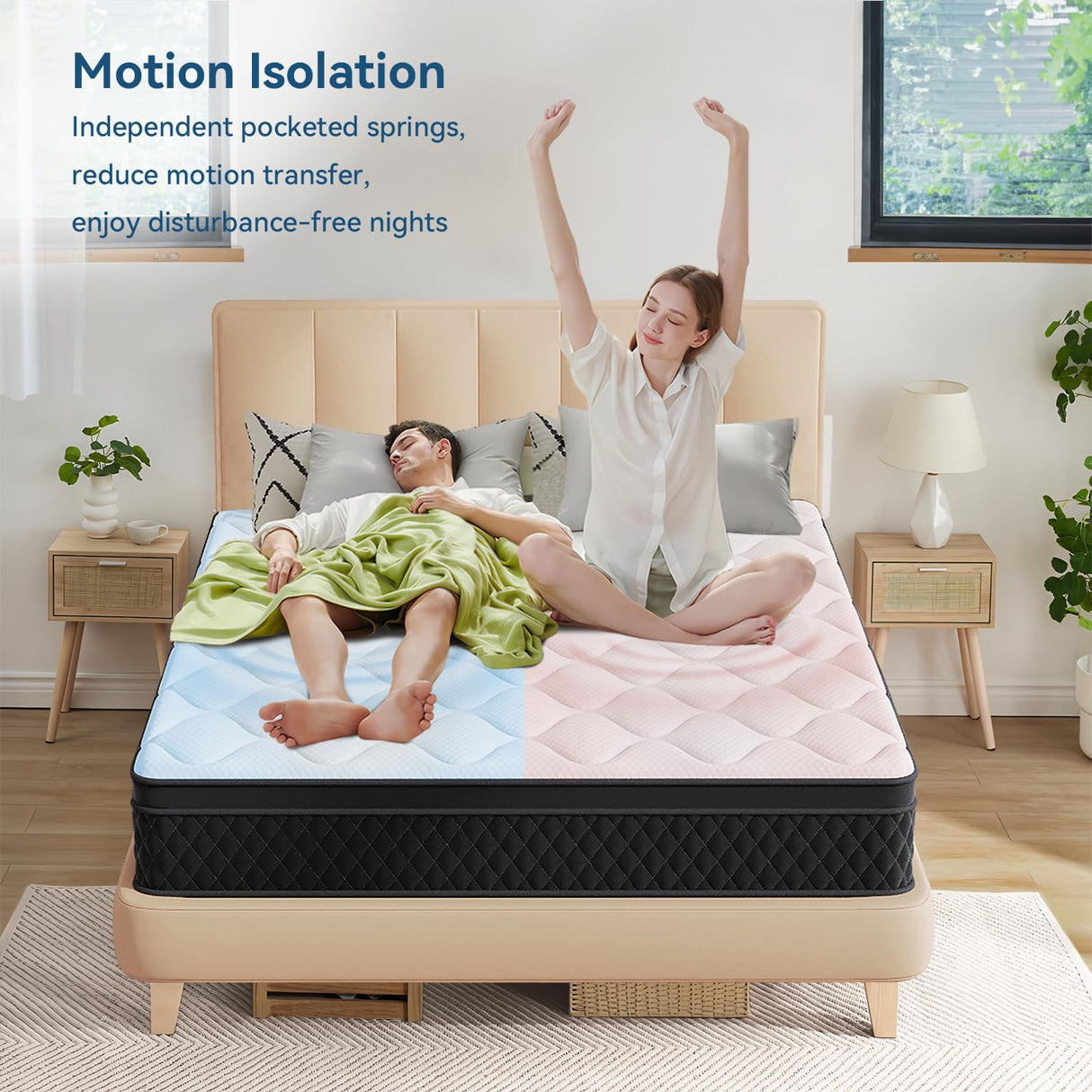 Topllen Twin Size Mattress, 10 Inch Hybrid Mattress with Memory Foam and Individual Pocket Springs for Pressure Relief, Motion Isolation and Edge Support Bed in a Box, Fiberglass-Free, CertiPUR-US Topllen