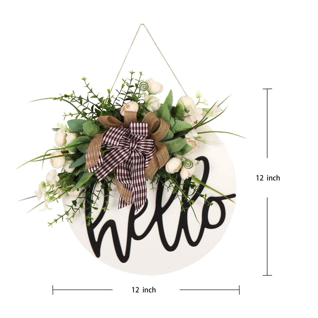 Welcome sign for front door Round Wood Sign Hanging Welcome Sign for Farmhouse porch Spring Welcome Sign Front Door Decoration FLOWERS