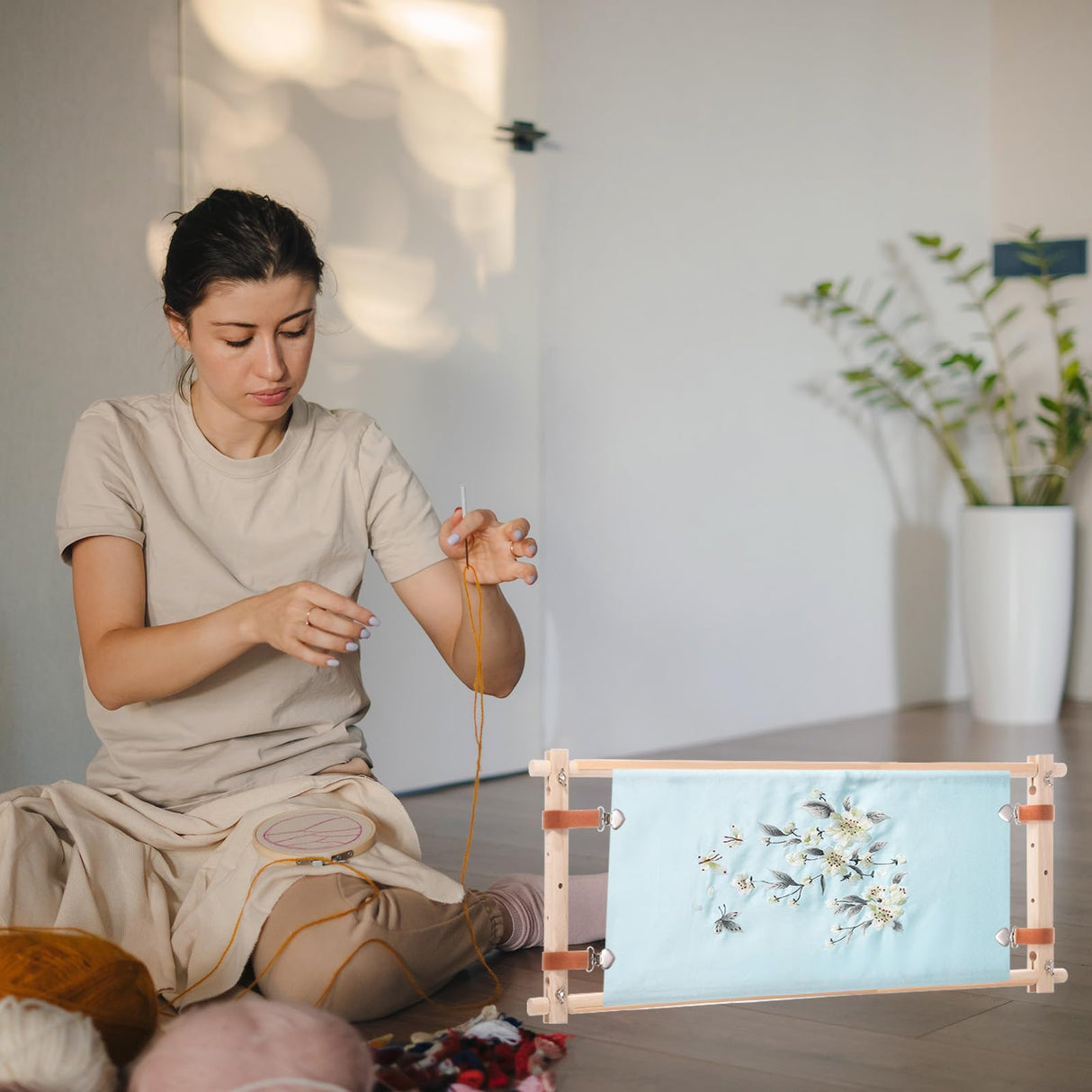 PATIKIL Needlepoint Embroidery Tapestry Scroll Frame, 33"x12" Beech Wooden Cross Stitch Frame Holder Quilting Hoop Stand Stitching Frame for Sewing PATIKIL