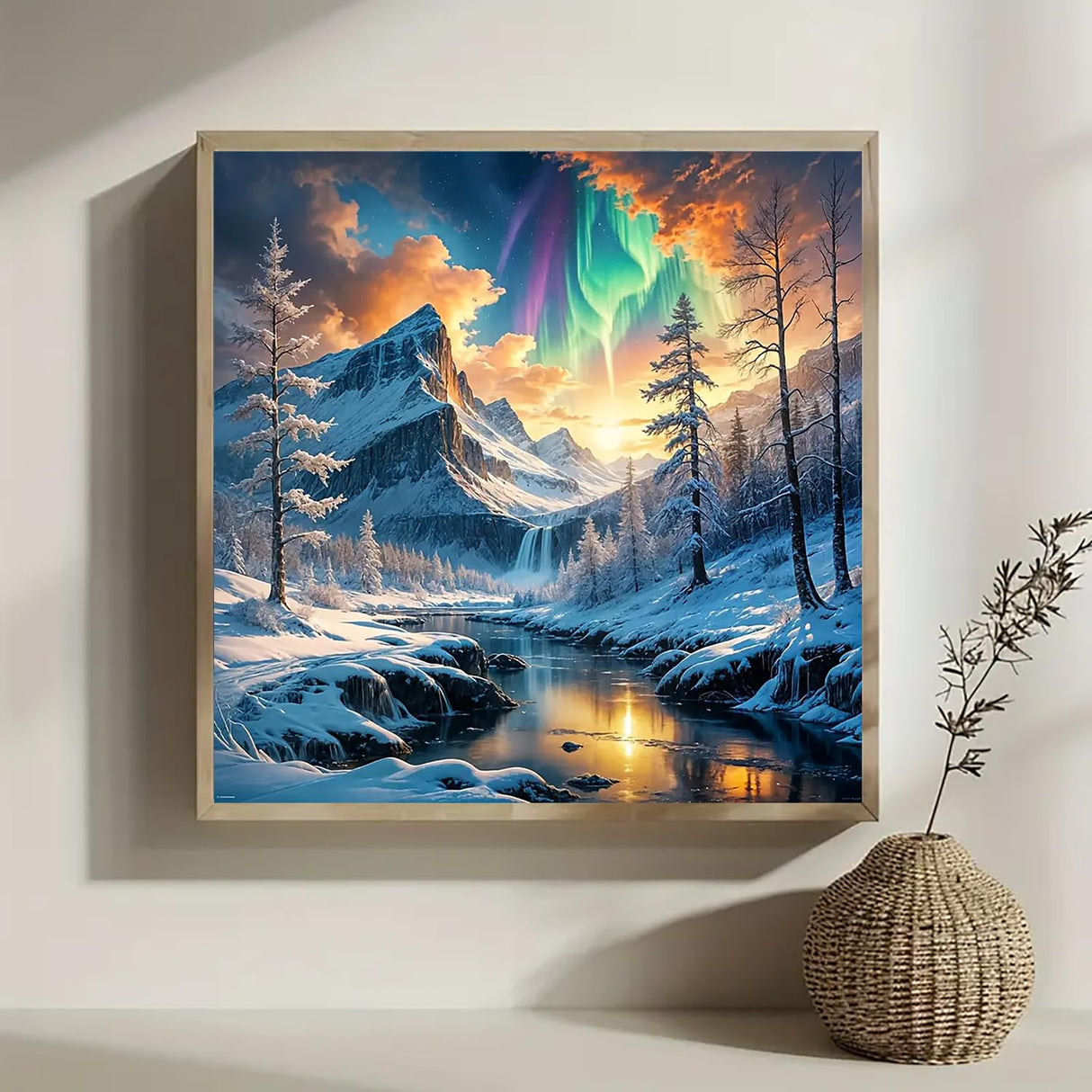 Winter Landscape Diamond Art Painting Kits for Adults, Mountain Lake Diamond Painting Kits for Adults Beginners, 5D DIY Full Drill Diamond Dot Gem Art Kits for Adult, Home Wall Decor 13.8x13.8 Inch AWLNKMC