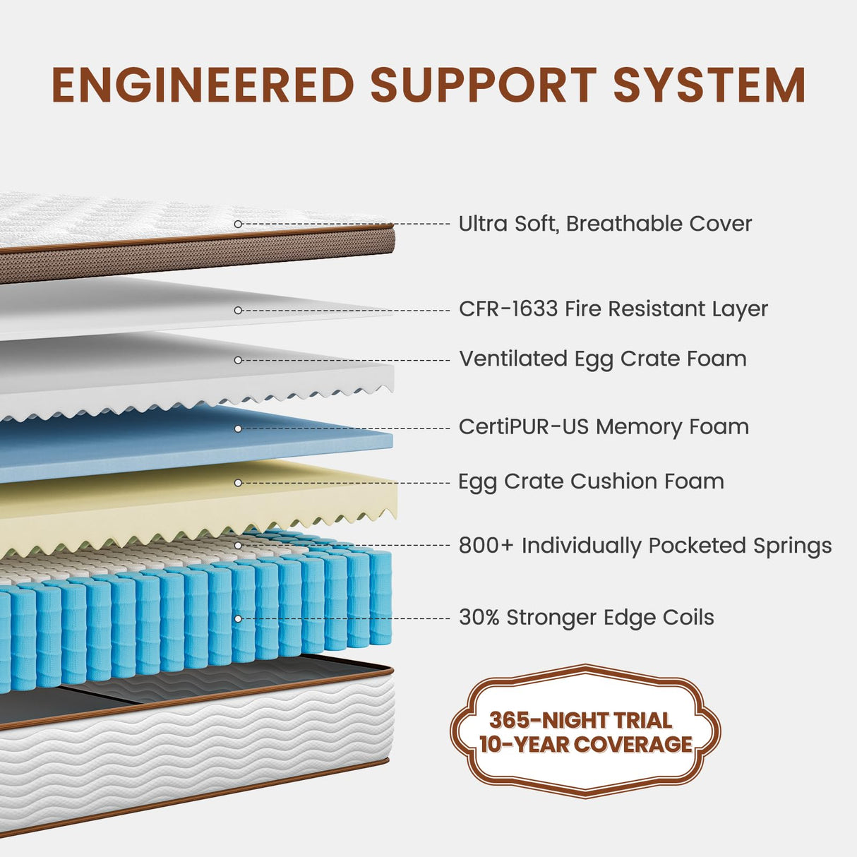 BedStory Premium Queen Mattress 14 Inch - Hybrid Mattress with Advanced Pocket Spring Technology - Optimal Spinal Support - Pain Relief and Motion Isolation, CertiPUR-US Certified BedStory