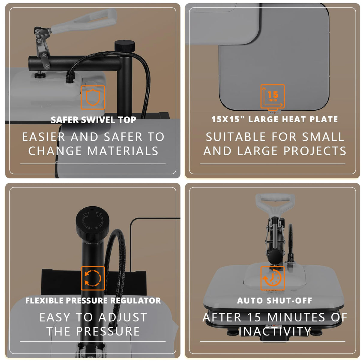 HTVRONT Heat Press Machine 15x15 - Swing Away Heat Press Machine for T Shirts - Professional Heat Press for Sublimation, Vinyl, Heat Transfer Projects, Heats Up Fast & Distribute Heat Evenly HTVRONT