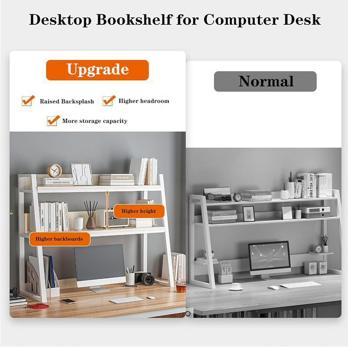 2-Tier Black Desktop Bookshelf Organizer for Efficient Home Office & Dorm Storage Oisei