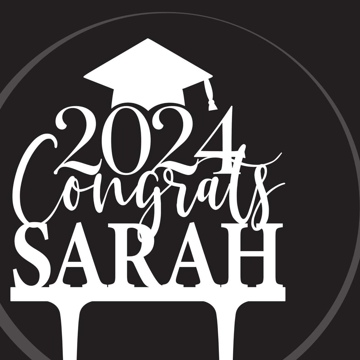 Personalized Graduation Cake Topper - Congrats Grad Cake Toppers w/Name and Date - Custom Wooden Cake Decorations, Class of 2024 Cake Topper for Graduation Party - 3 Wooden Options Customization Mill