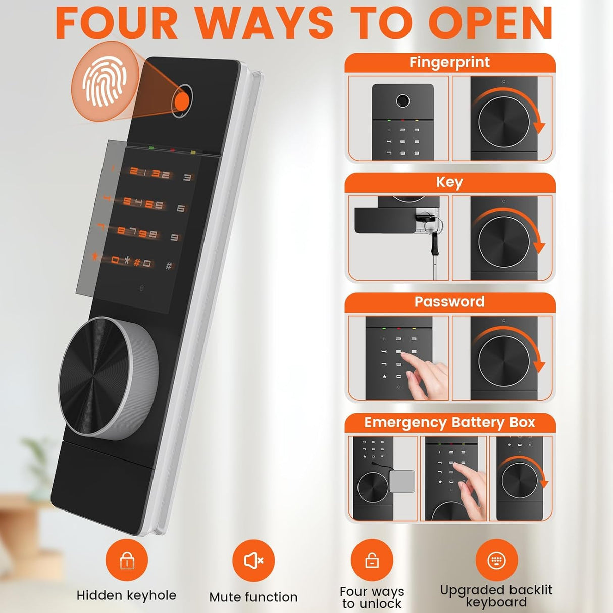 53" Tall Hidden Wall Safe with Fingerprint Lock - Fireproof & Waterproof, Dual Alarm System, 3 Adjustable Shelves, Magnetic Slot & Key Hooks - Modern White Steel Construction opentiny