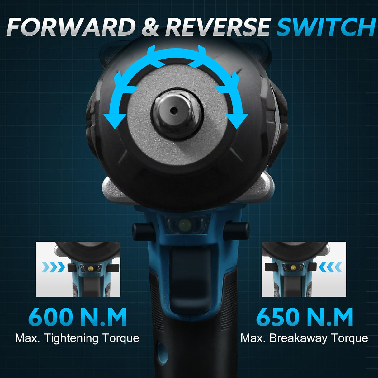 SPICIMOMO Cordless Impact Wrench 1/2 Inch for Car, 20V Brushless Power Impact Gun 600N.m(443Ft-lbs) with 2 Packs 4.0Ah Batteries, High Torque Electric Impact Driver for Mechanic, Mechanical Engineer SPICIMOMO