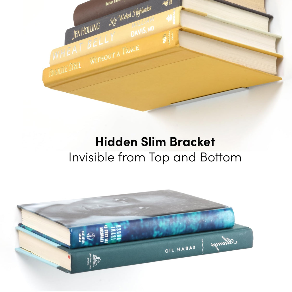 xympo Floating Invisible Bookshelf Wall Mounted (Set of 4) - Aluminum - Turn Books into Floating Shelves xympo