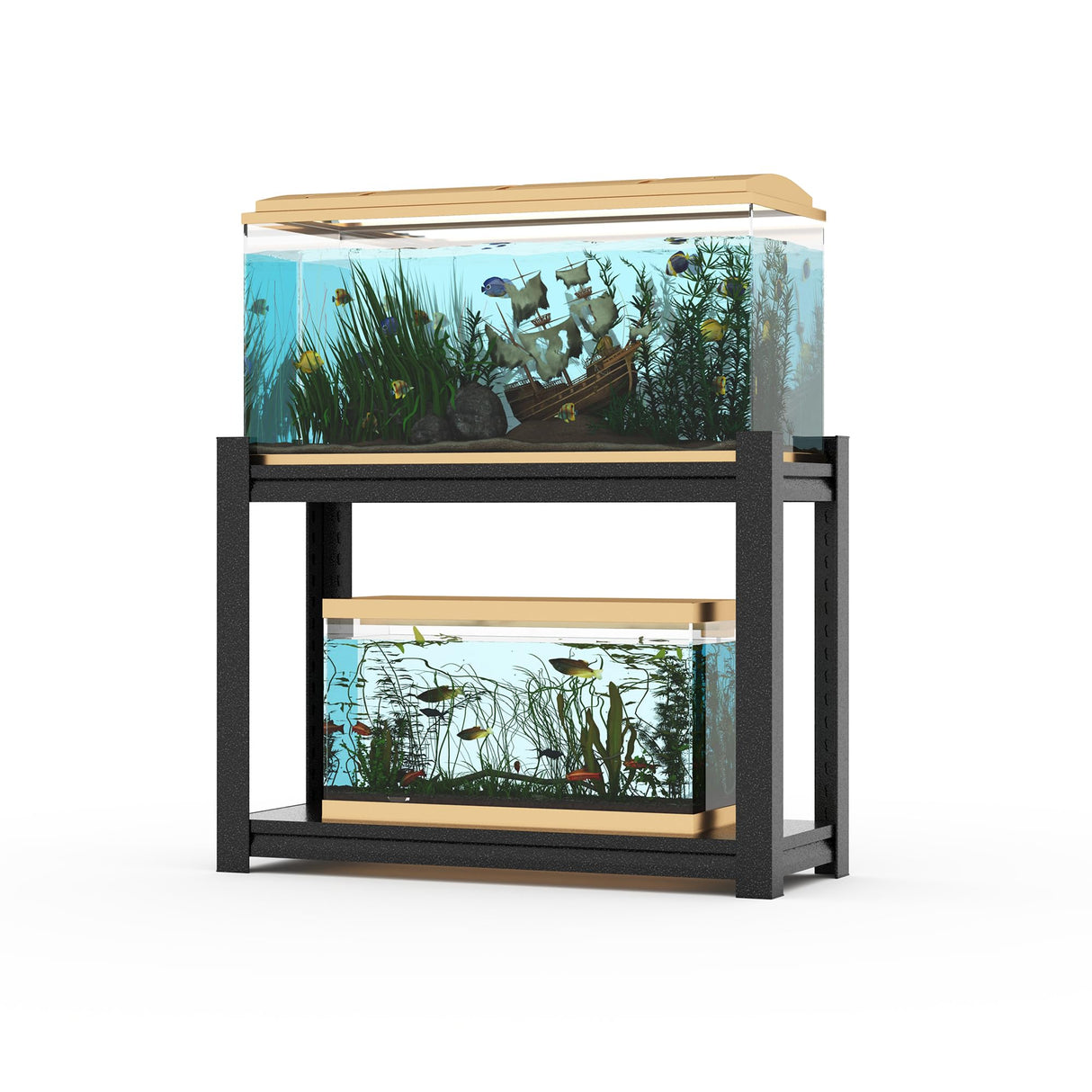 10-20 Gallon Fish Tank Stand Storage Shelf,Heavy Duty Sturdy Reptile Stand,28.4"*27.5"*15.7"Gallon Aquarium Stand,Reptile Tank Stand,Terrarium Stand,Breeder Tank Stand,Total Load1000lbs,Black robytist