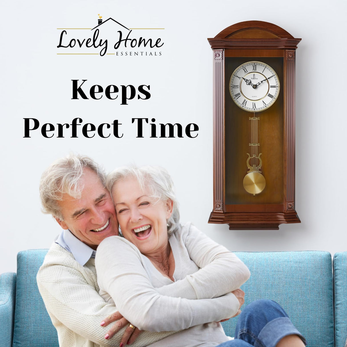 Pendulum Wall Clock Battery Operated - Large, Wooden Hanging Grandfather Wall Clock with Pendulum, 27x11 - Quiet, Made with Real Wood for Living Room Decor, Office & Home Décor Gift Lovely Home Essentials