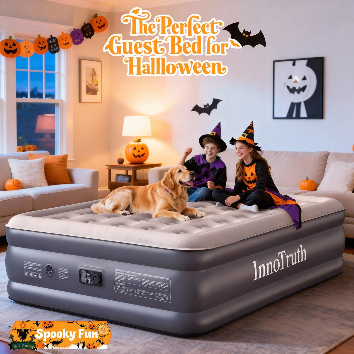 InnoTruth Air Mattress Queen with Built in Pump, Inflatable Mattress Blow up Mattress, Family Choice Award Winner, 18" Colchones Inflables Foldable Air Bed for Guest & Home, Ideal for Camping, 650lbs InnoTruth