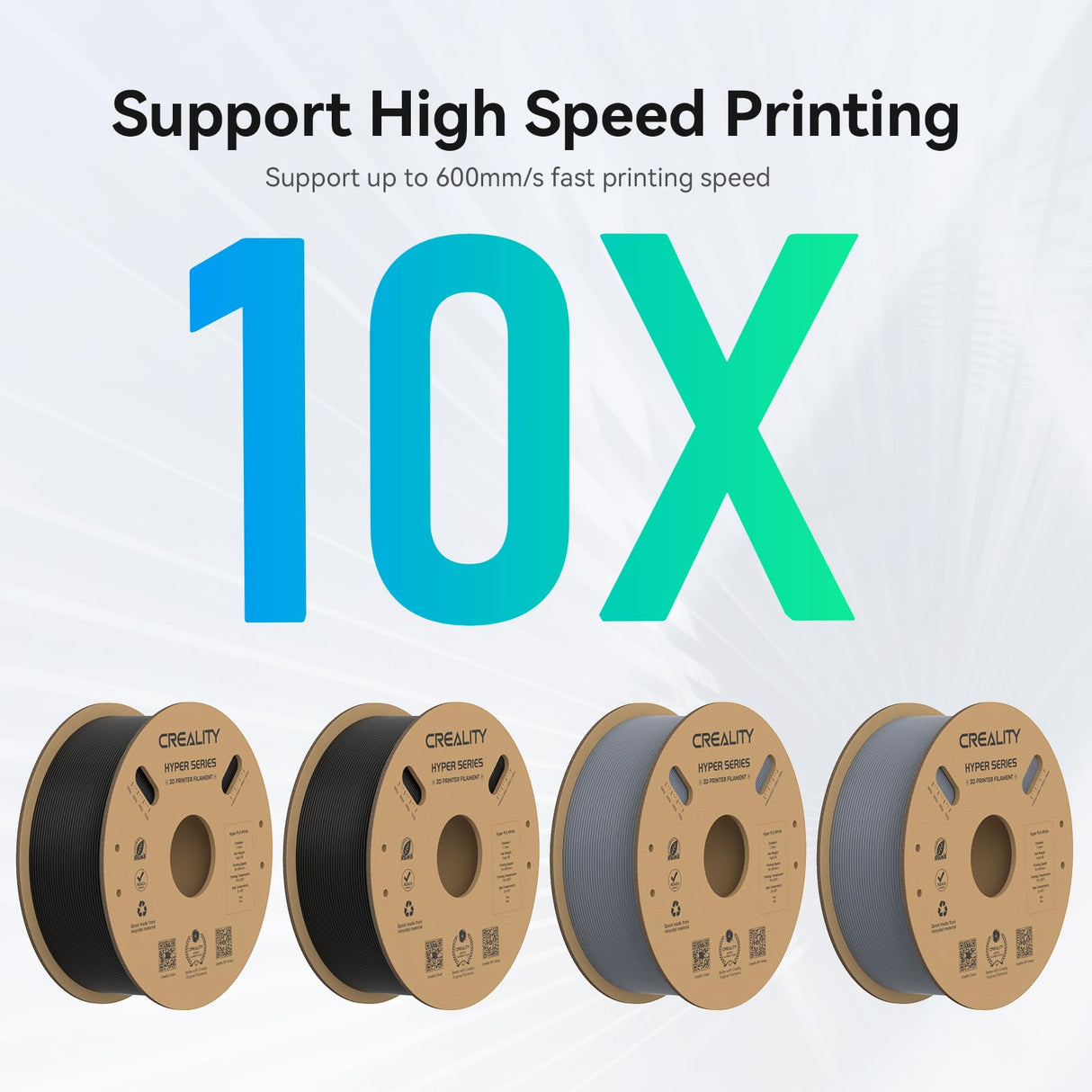 Creality Hyper PLA Filament 1.75mm, 30-600mm/s High Speed 3D Printer Filament, Dimensional Accuracy +/-0.02mm, Fit Most FDM 3D Printers, 4 Pack 1kg Spool(2.2lbs), Black & Grey Creality