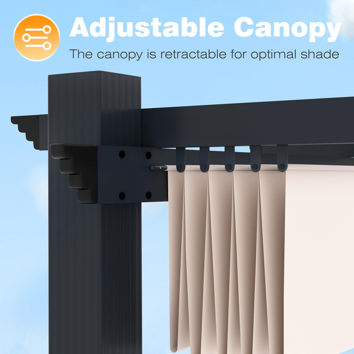 MUPATER 10' X 13' Outdoor Pergola, Aluminum Pergola Patio with Weather-Resistant Canopy, Retractable Pergola for Backyard Deck Garden, Cream White MUPATER