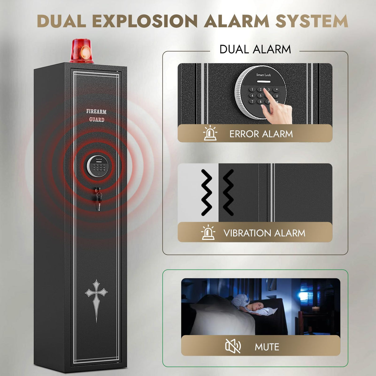 KAER 2-3 Gun Safe,Long Gun Safe for Rifles and Pistols,Rifle Safes for Home Gun Safes for Rifles,Multi-Function Gun Cabinet with Removable Gun Racks,Pistol Pockets (2-3 GUN) KAER