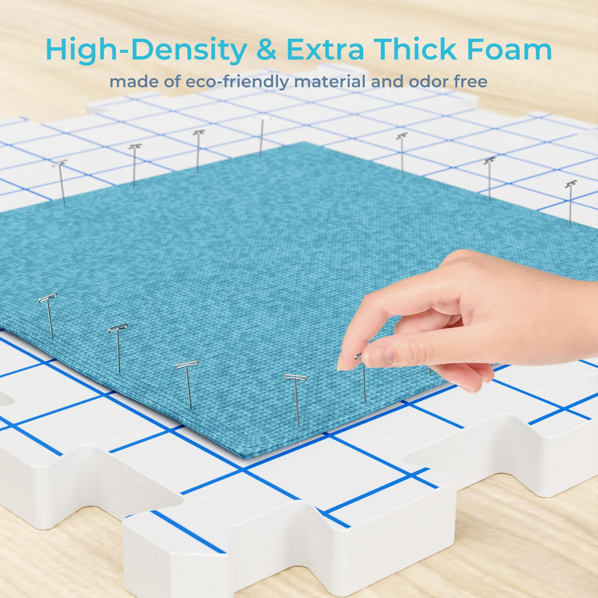 Yiitoll Blocking Mats for Knitting, Extra Thick Knitting Blocking Mat with Grid Lines, 9 Packs Crochet Blocking Board for Needlepoint or Crochet Includes 100 T-pins and Storage Bag Yiitoll