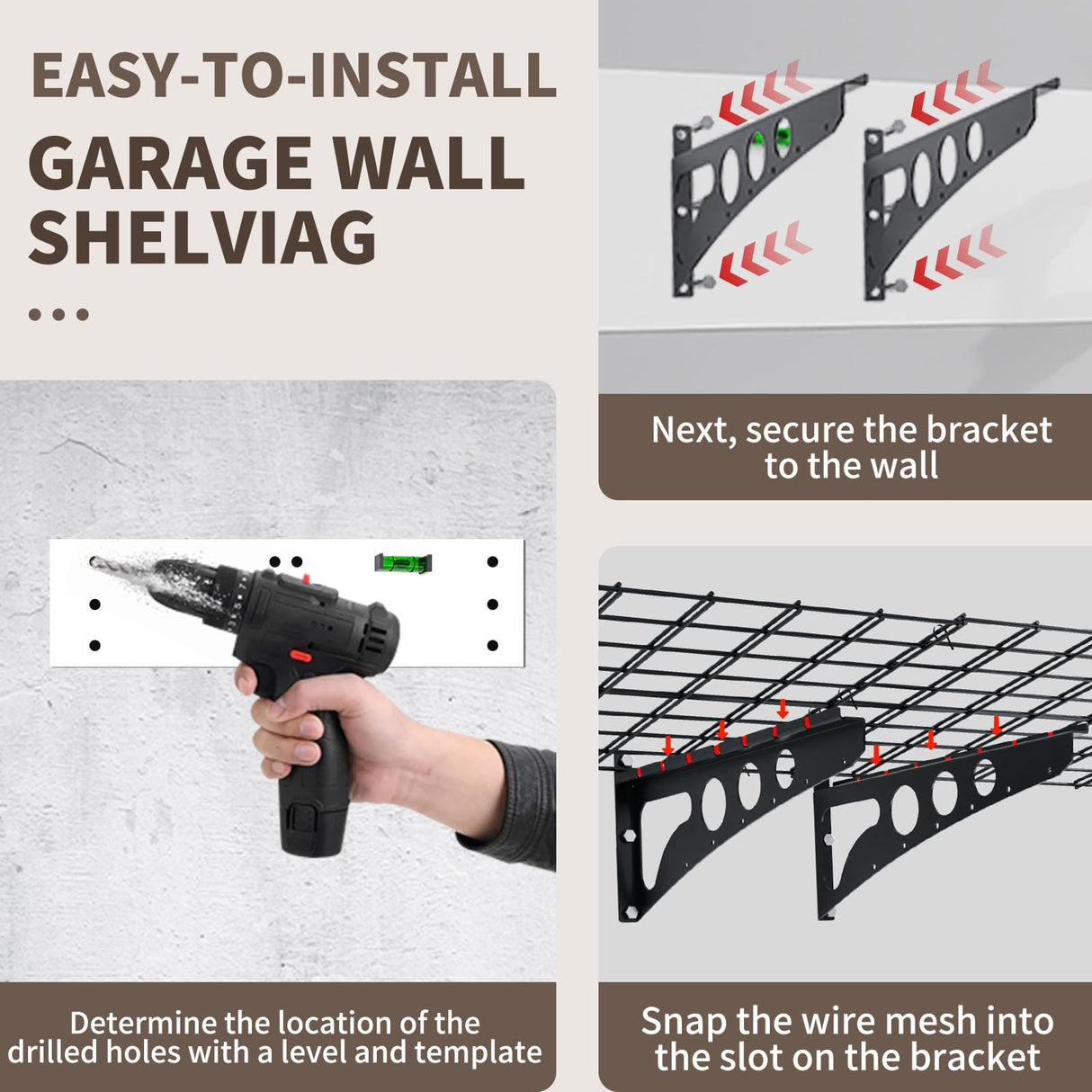 FFVVGH 2-Pack 2x6ft Storage Shelves,24-inch-by-71-inch Total Load 1200LBS Heavy Duty Garage Wall Shelving, Rust-Proof Metal Shelf Wall Mount Easy Installation,Space-Saving Wall Rack Garage Shelving FFVVGH