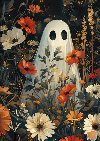 DYAIANGMU Halloween Paint by Numbers Kit for Adults Beginner,Ghost Flower Paint by Number Kits on Canvas for Adults Beginner,Digital Oil Painting Kits for Home Wall Decor 19.6X15.7 inch (with Frame)