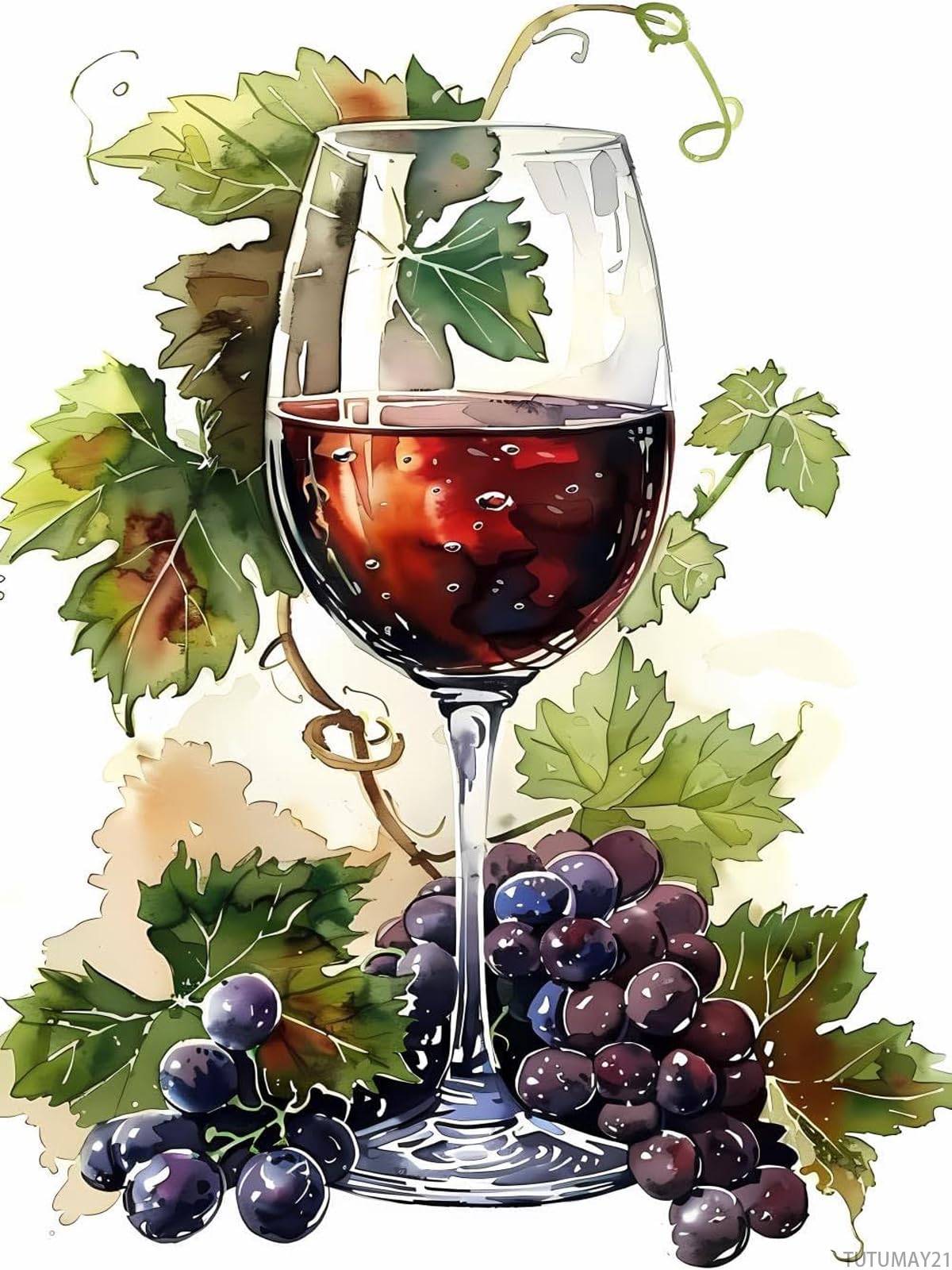 TUTUMAY21 Diamond Painting The Wine Glass Surrounded by Grapes Diamond Art Kits for Adults, Full Round Gemstone Stitch Kit, for Wall Decor 12x16 inch TUTUMAY21