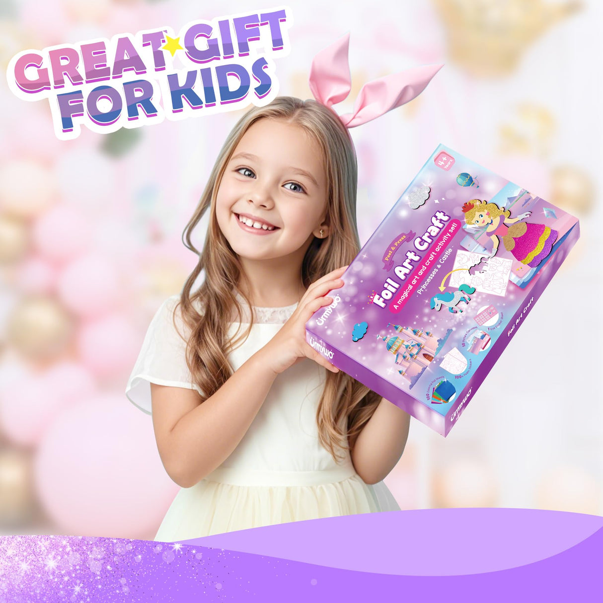 Arts and Crafts for Kids Ages 4-8, Art Craft Supplies Kits, DIY Creative Travel Toys Activity, Princess & Prince & Castle & Girl, Coloring Sticker Books, Easter Basket Stuffers, Gifts for Girls URMYWO