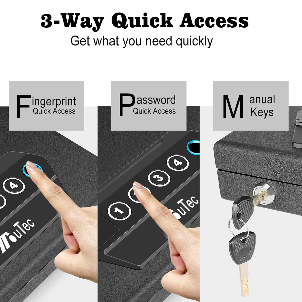 Biometric Handgun Safe, Quick Access Pistol Safe Lock Box for Home/Car/Travel, Fingerprint Hand Gun Safe Firearm Case Box - Biometric/Keypad/Key Access,Silent Mode BBRKIN