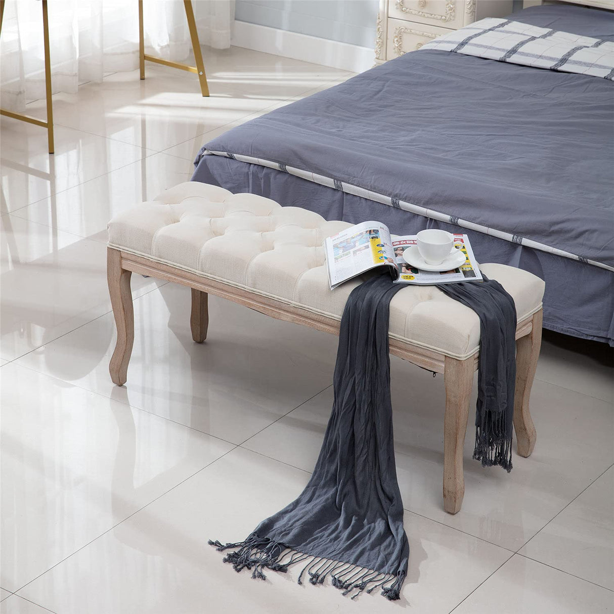 WZFANJIJ Bedroom Bench End of Bed, Backless Bench Entry Bench, Fabric Bench for Living Room, Entryway WZFANJIJ