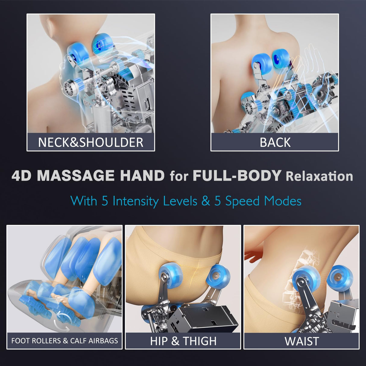 4D Full Body Zero Gravity Massage Chair with 55'' SL-Track & Body Scan - Shiatsu Massage Recliner with Heating & 40 Airbags - Voice Control, Foot Rollers, 15 Auto Modes & 9 Techniques (Black) RlxwizRevi