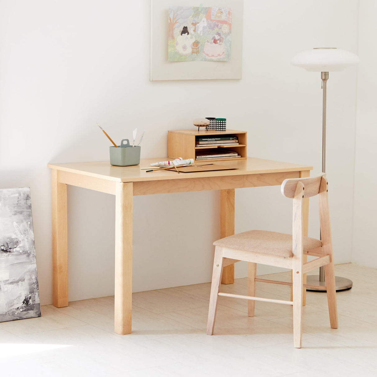 Livinia Cabin 45.3" Wooden Dining Table/Small Rectangular Modern Farmhouse Solid Wood Kitchen Table Desk (Natural) Livinia