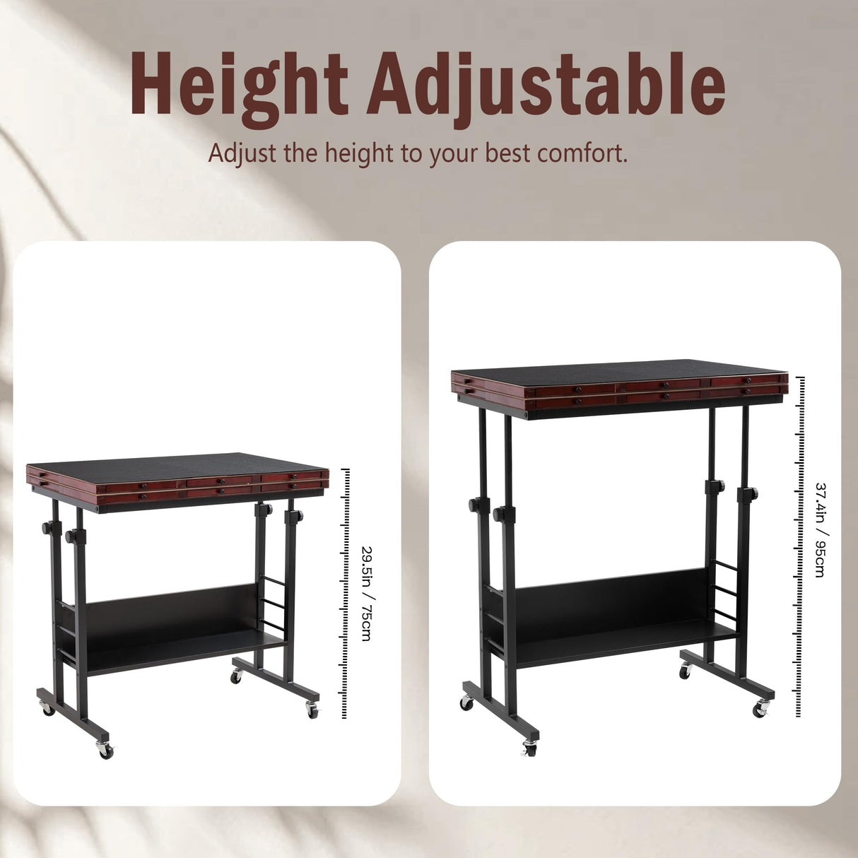 Tektalk 2000 Piece Foldable Puzzle Board with Height Adjustment, Jigsaw Puzzle Table with 2 Felt Cover & 8 Sorting Trays/Drawers, Puzzle Easel with Legs, Enclosed with 4 Roller Wheels (Black) Tektalk