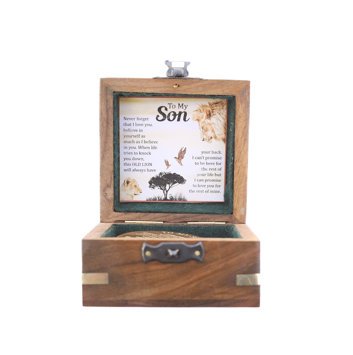 to My Son Compass - Personalized Sundial Compass with Case | Unique Gift for Son, Dad to Son Gift, Mom to Son Gift, Grandson Gift | Pocket Compass with Inspirational Engraving (Wooden Case) Khybex International