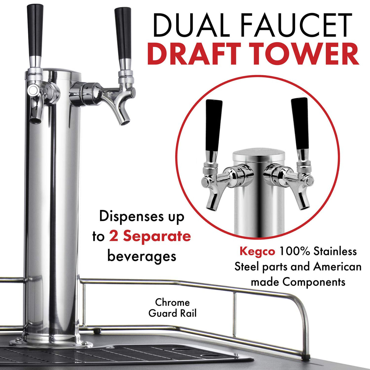 Kegco Kegerator, Dual Tap, Stainless Steel Kegco