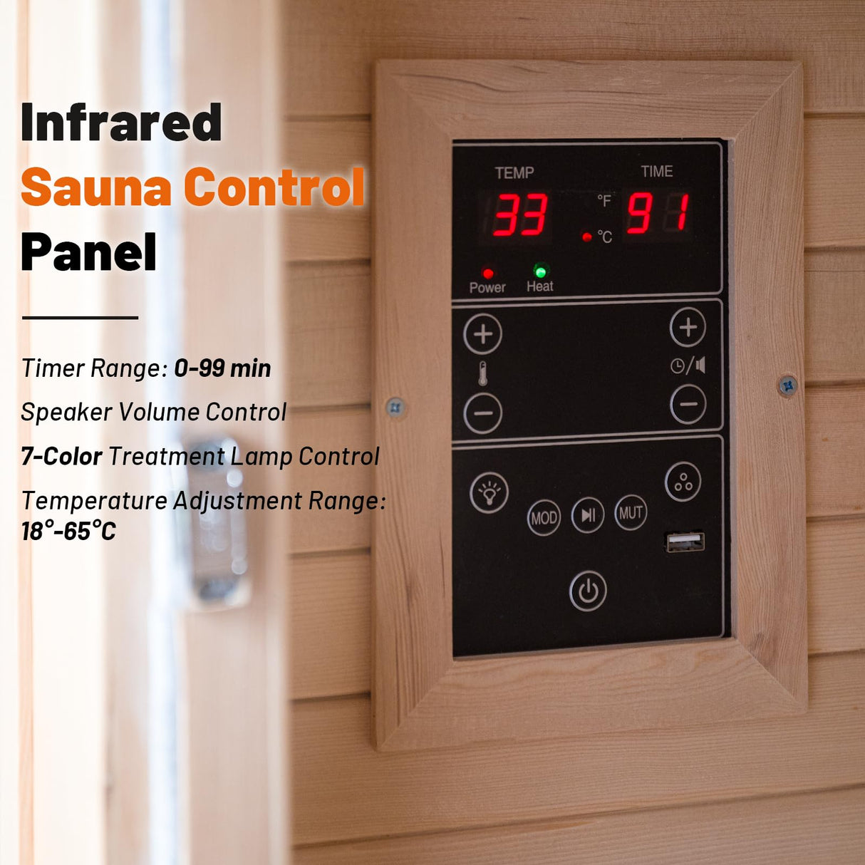 Efficraft Infrared Sauna Indoor, 1 Person Hemlock Wooden Home Sauna, Dry Sauna for Home Spa Room 1350W, Time Temp Pre-Set Sauna Room, w/7 Heating Panels Mini Personal Far Infrared Saunas for Home Efficraft