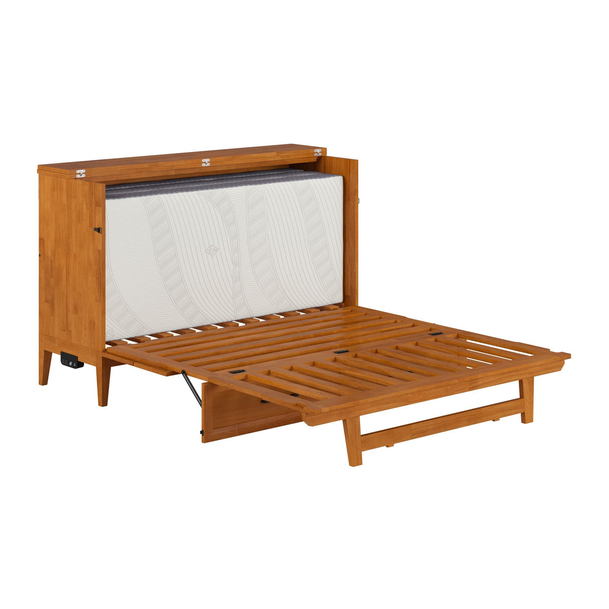 AFI, Santa Fe Queen Murphy Bed Chest with 6" Mattress & Built-in USB Charger, Light Toffee AFI