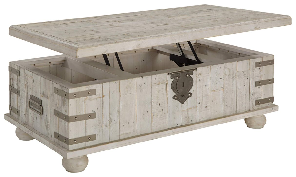 Signature Design by Ashley Carynhurst Lift Top Rustic Farmhouse Cocktail Table, Antique Off White Signature Design by Ashley