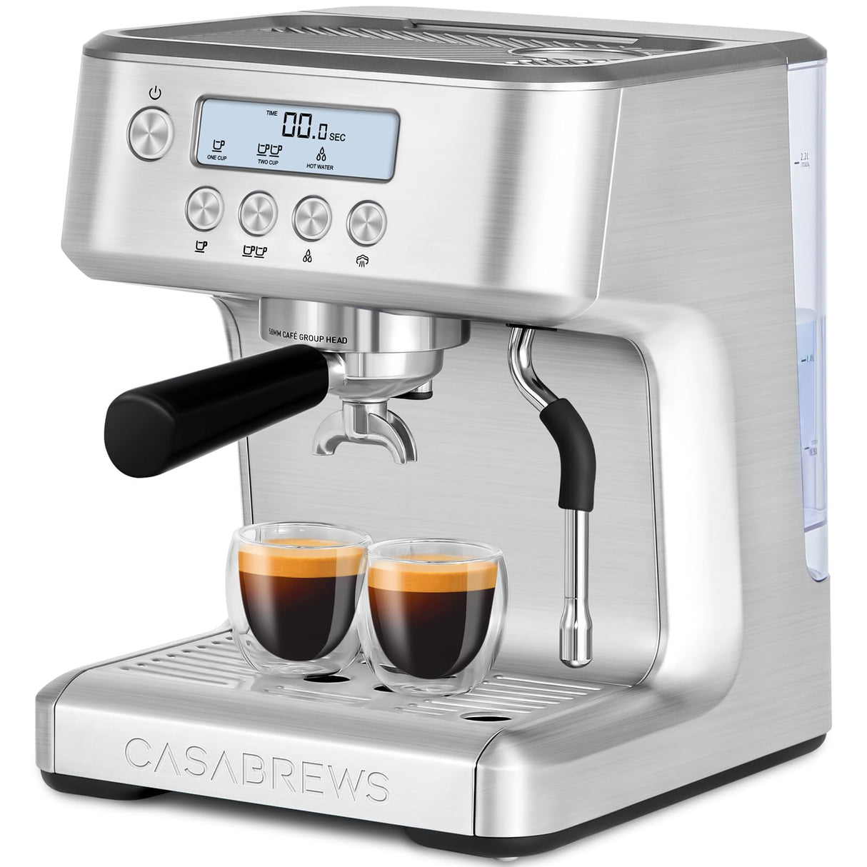 CASABREWS Espresso Machine with LCD Display, Powerful Milk Frother and Customizable Brewing Temperature, Provides Barista-Level Lattes and Cappuccinos CASABREWS