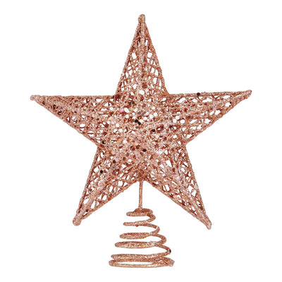 BinaryABC Christmas Tree Topper Star,Glittering Christmas Tree Decoration Ornaments,20cm (Rose Gold)
