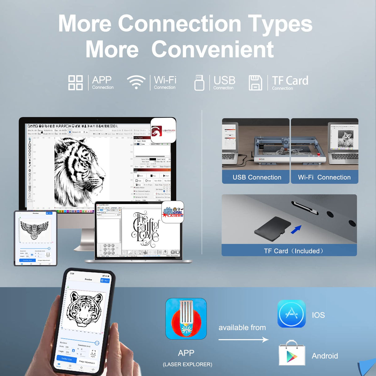ORTUR Laser Master 3 with Foldable Feet FFT1.0 and Laser Rotary Chuck YRC1.0, 10000mW Output Laser Cutter, App Control Laser Engraver for Wood and Metal, Laser Class 4 Ortur