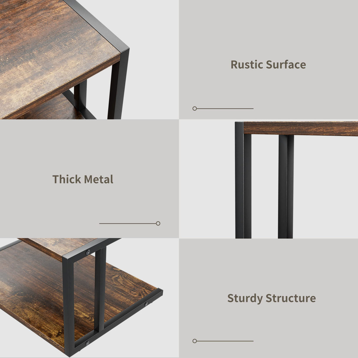 XBurmo Printer Stand with 2 Tier Wood Shelves Desktop Organizer for Small Space Fax Machine Shelf Stand Books Trays Under Desk Shelf with Adjustable Anti-Skid Feet Vintage Brown XBurmo