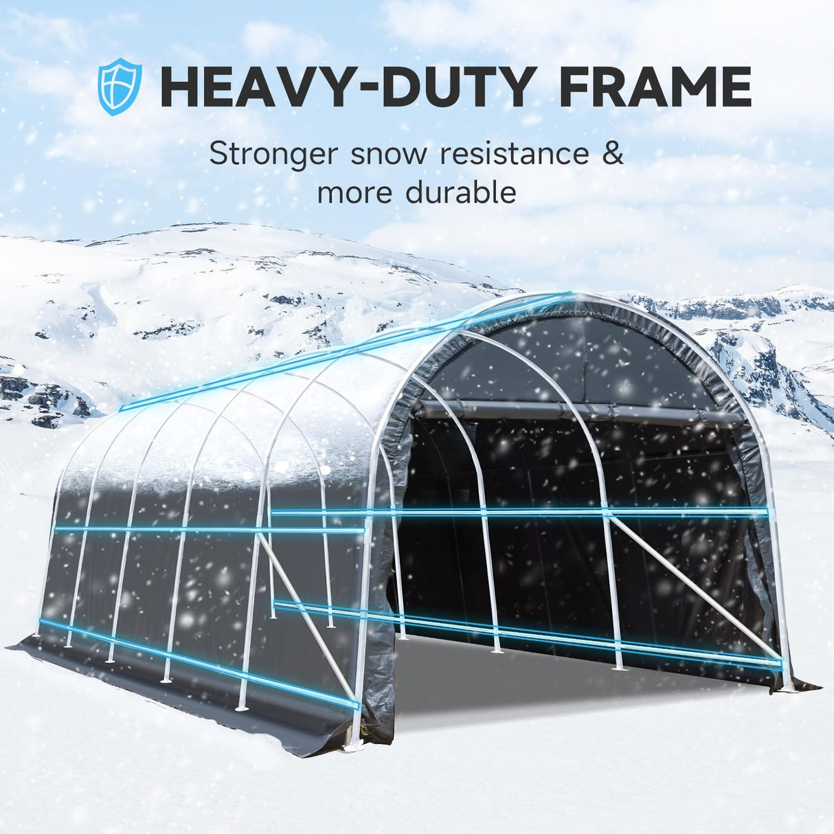 MELLCOM 12 x 24 FT Heavy Duty Carport, Portable Garage with Reinforced All-Steel Frame and Round Style Roof, Anti-Snow All Covered Car Canopy Outdoor Waterproof Storage Shelter for Car, Truck, Boat MELLCOM