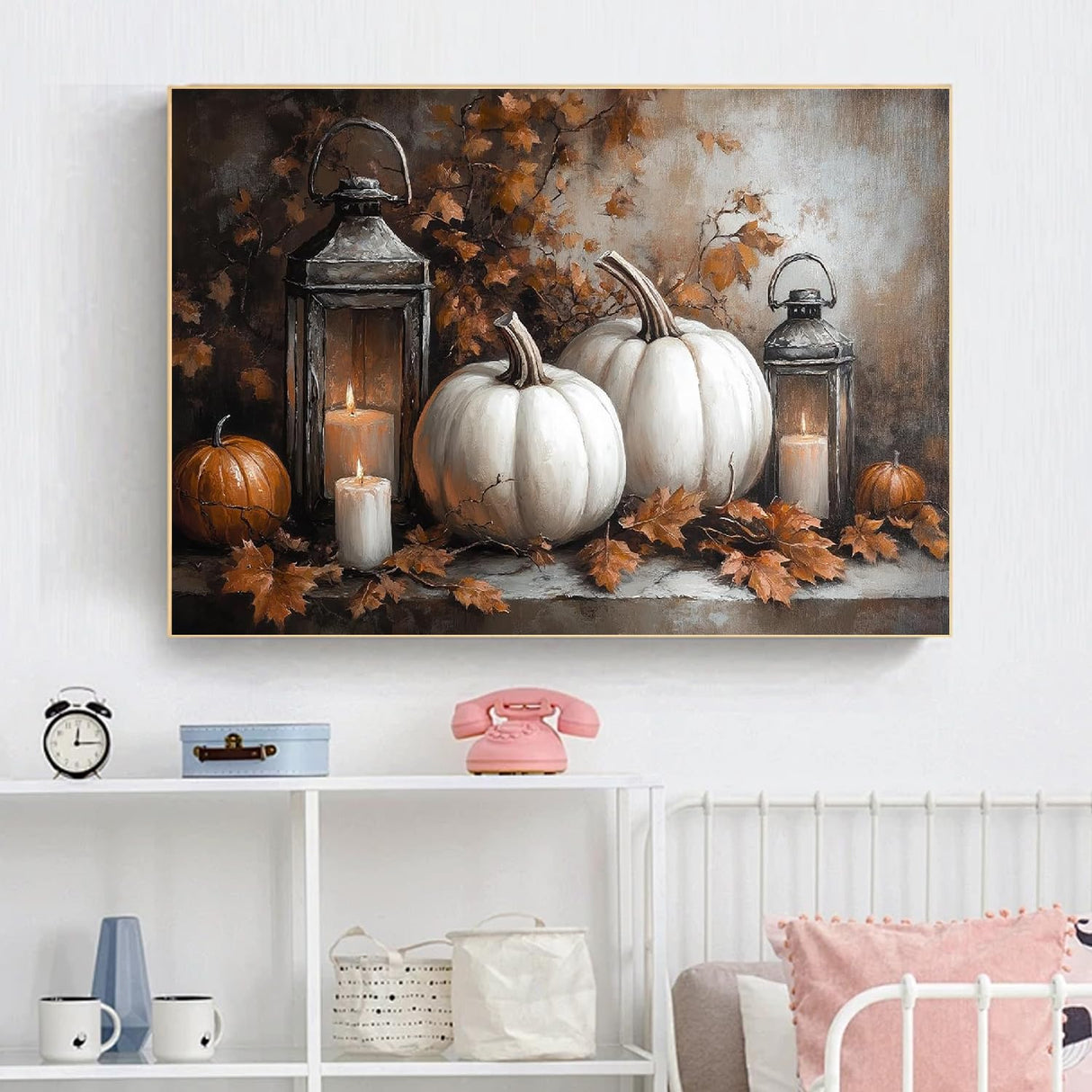 Diamond Art Kits for Adults Beginner, Autumn Pumpkin Fall Leaf DIY Modern Diamond Painting Kits 5D Diamond Dots Gem Art Crafts with Tools,Round Full Drill Crafts for Home Wall Decor&Gift-12x16in BAWKENTON