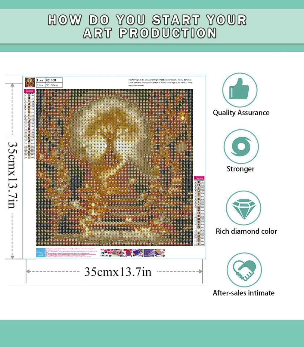 Lophomie Diamond Art Kits for Adults, 5D DIY Tree of Life Diamond Painting Kits for Adults Beginners, Diamond Dots Kits Gem Arts Crafts for Home Wall Decor 14x14 Inch Lophomie