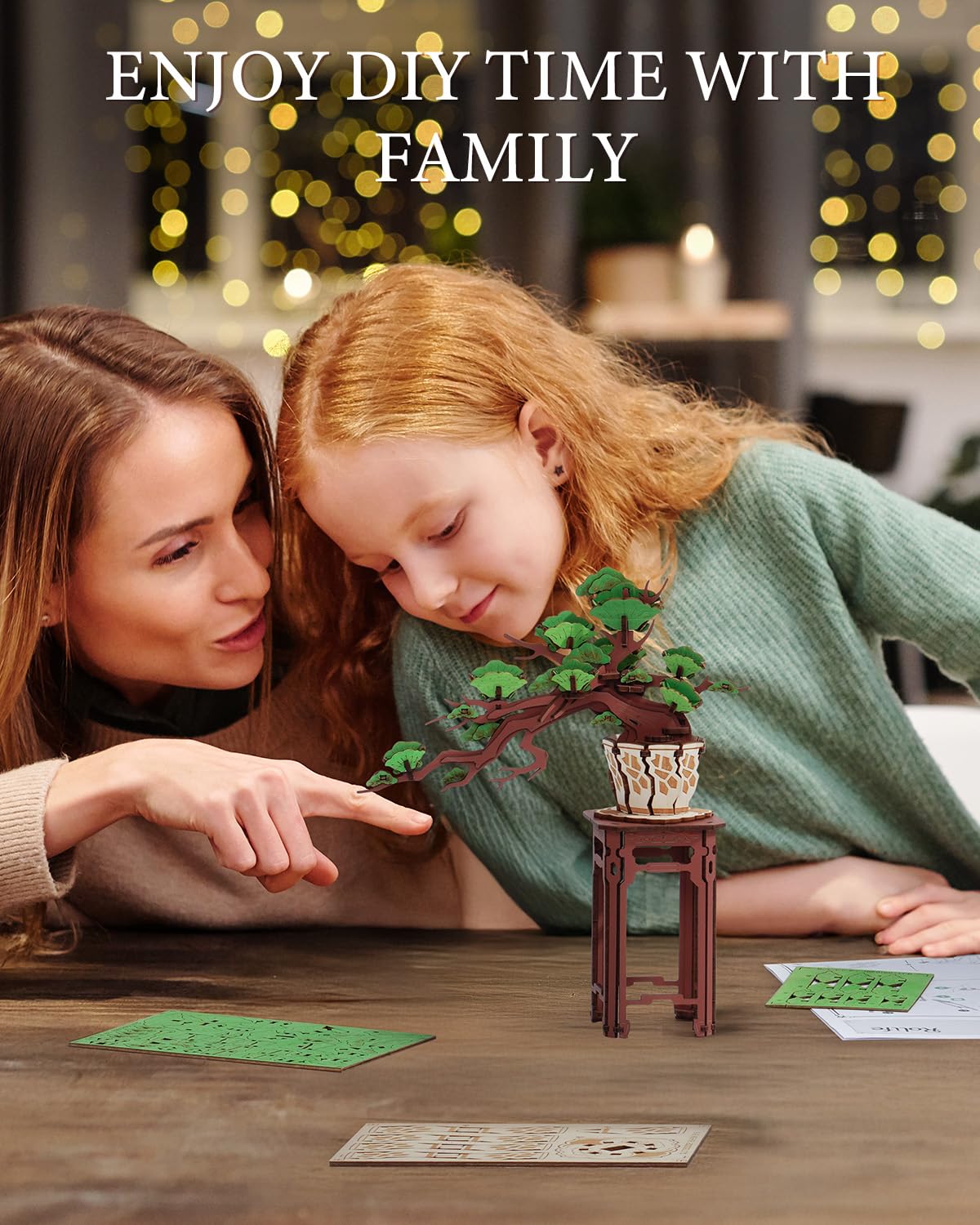 Wowood 3D Wooden Puzzle for Adults-Evergreen Pine Bonsai, DIY Wood Model Kits for Adults, Creative Craft Kits for Adults, Unique Gift and Home Decor for Nature Lovers (115PCS) Wowood