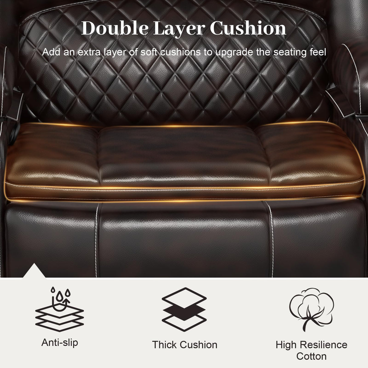Yolsali 3 Seater Recliner Sofa Set with 2-Tier Cushion, 3+1 Pieces in Living Room, 3 Seater Reclining Couch Leather with Removable Console, 1 Oversize Recliner Chair Sofa Seat Yolsali