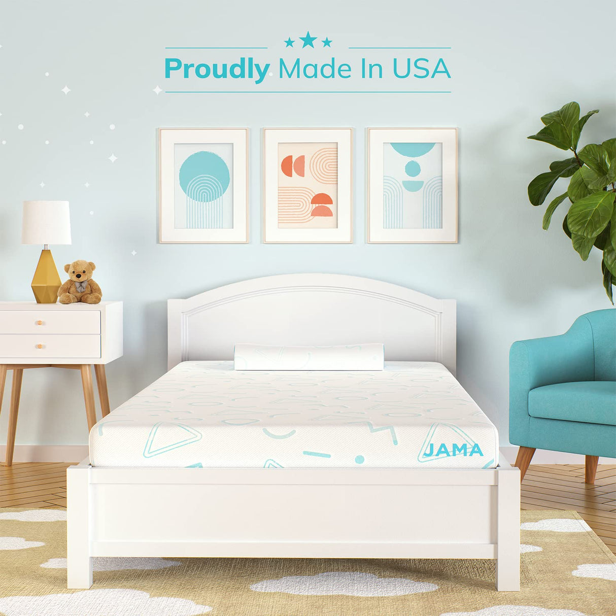 MLILY 5 Inch Twin Mattress for Kids, Bunk Bed Mattress with Mattress Protector in a Box Made in USA CertiPUR-US Certified, Medium Firm Trundle Foam Mattress, Blue MLILY