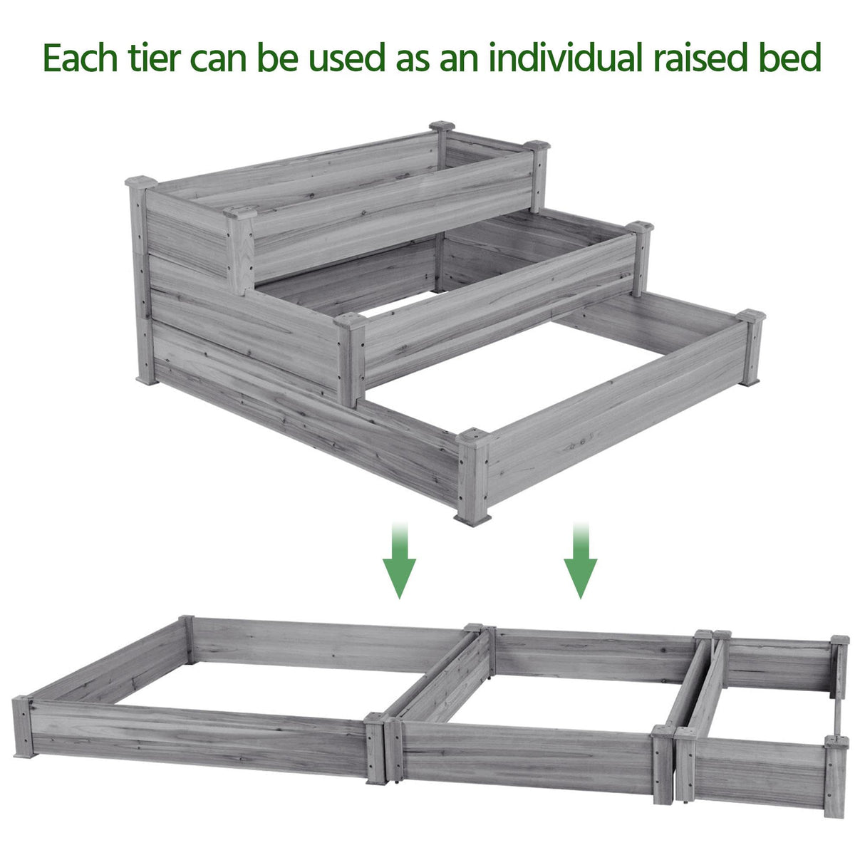 Yaheetech 3 Tier 47 x 47 x 22in Raised Garden Bed Horticulture Outdoor Elevated Flower Box Tiered Garden Bed Wooden Vegetables Growing Planter for Backyard/Patio/Gardener, Gray Yaheetech