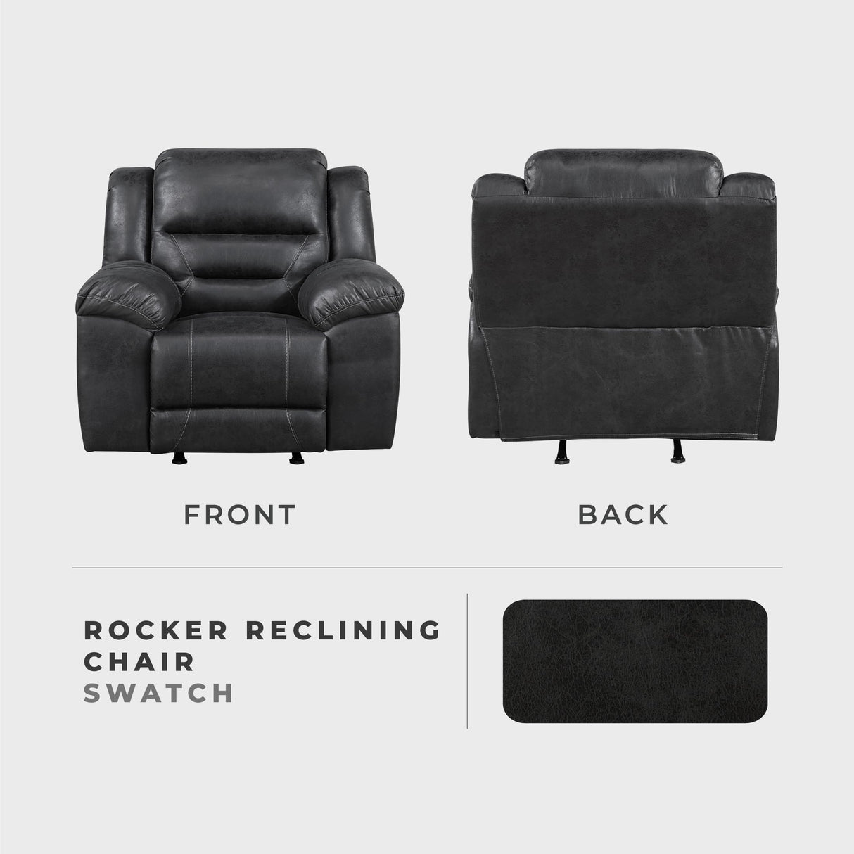 Lexicon Rocker Recliner Chair for Living Room, Wall Hugger Manual Recliner Chairs, Textured Microfiber Upholstered Rocking Reclining Chair, Home Theater Seating, Required Assembly, Black Lexicon