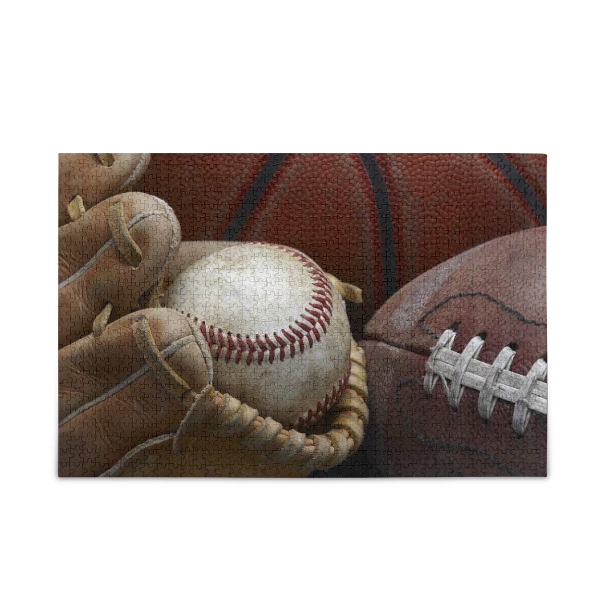 Large Jigsaw Puzzle 1000 Piece Vintage Baseball American Football Basketball Puzzle Toy DIY with Educational Intellectual Fun Family Game Puzzle Art for Adult Kids CanGbay