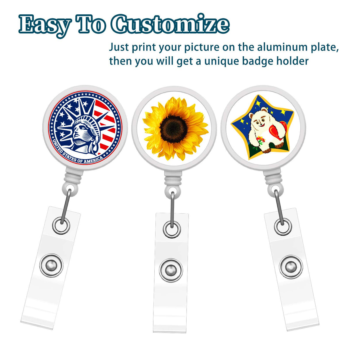18 Pieces Sublimation Retractable Badge Holder Blank Sublimation Tag Holder DIY Retractable Heat Transfer ID Badge Holder with Clip for ID Card Holders, Keys, Name Tag (White) Zonon