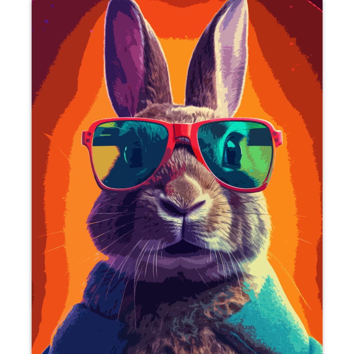 Graffiti Fluffy Rabbit Painting Animal Gray Bunny Paint by Number Kits 16 x 20 inch Canvas DIY Cartoon Wildlife Oil Painting for Kids Adults Beginner with Brushes and Acrylic Abstract Art(Frameless) TUMOVO