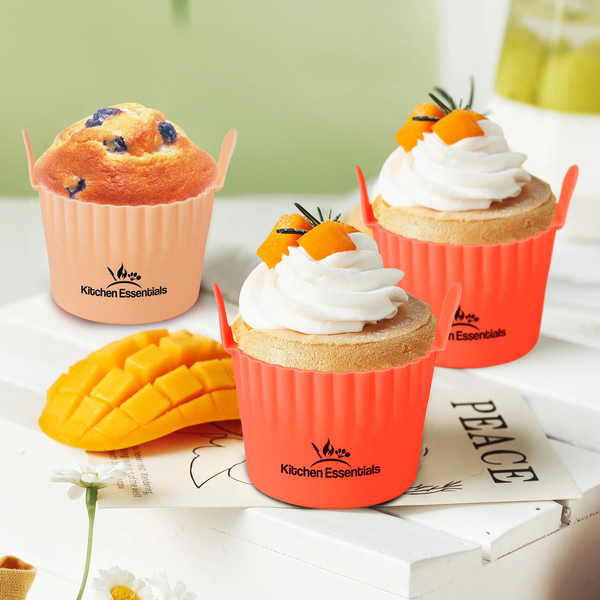 Air Fryer Baking Ramekins – Premium Food-Grade Silicone Mold Cups – Easy Release Nonstick Bakeware Set, 4-Pack for Eggs, Muffins, Cupcakes, Puddings, Tarts, Custards, and More! Kitchen Essentials