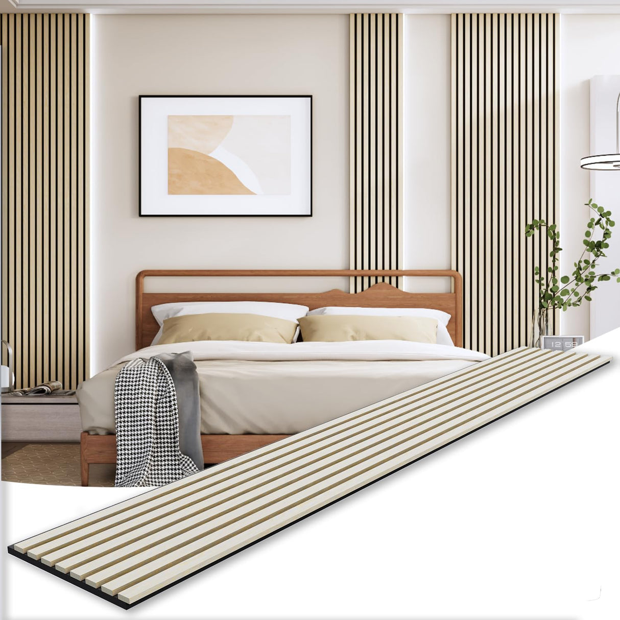 Wood Panels for Wall, 3D Soundproof Slat Wall Paneling, 2 Pack 94.5" x 12.6" Wall Panels for Interior Wall Décor, Living Room, Bedroom (Oak) Carlo Schdoo